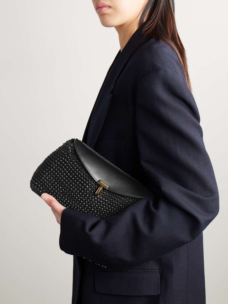Totême T-Lock woven leather clutch Black outlook