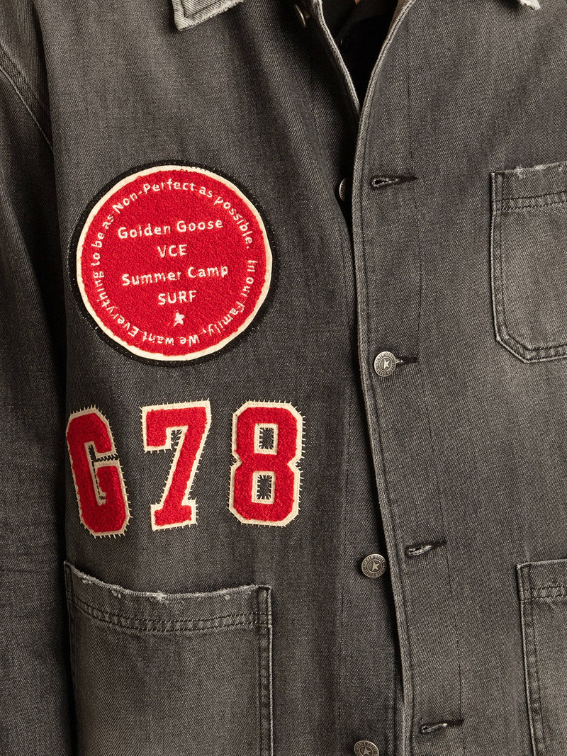 Black denim shirt with patches 5