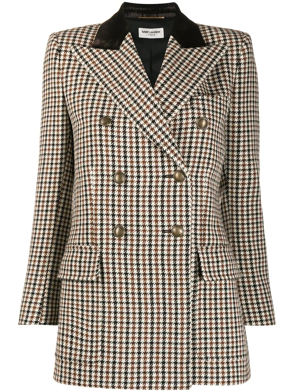 check-pattern double-breasted blazer - 1