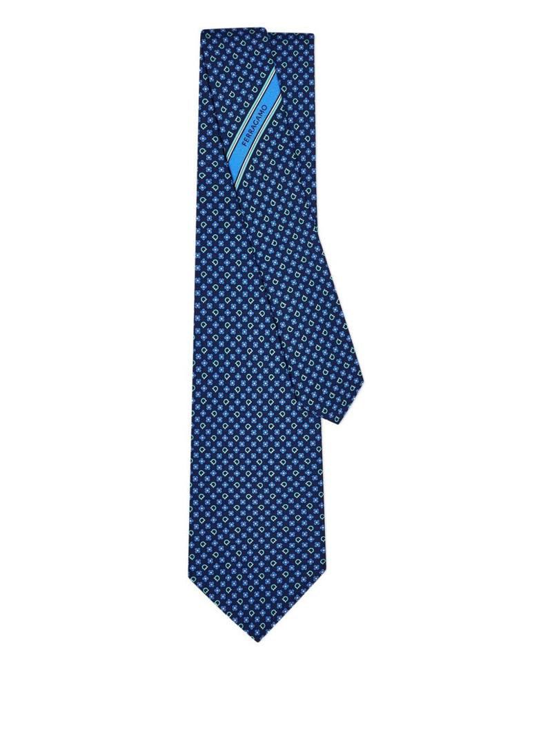 FERRAGAMO gancini flower print silk tie outlook