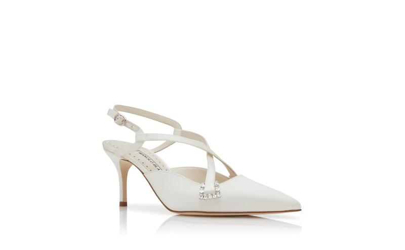 Light Cream Satin Slingback 펌프 3