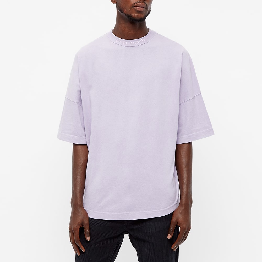 Palm Angels Garment Dyed Mock Neck Oversized Logo Tee - 3