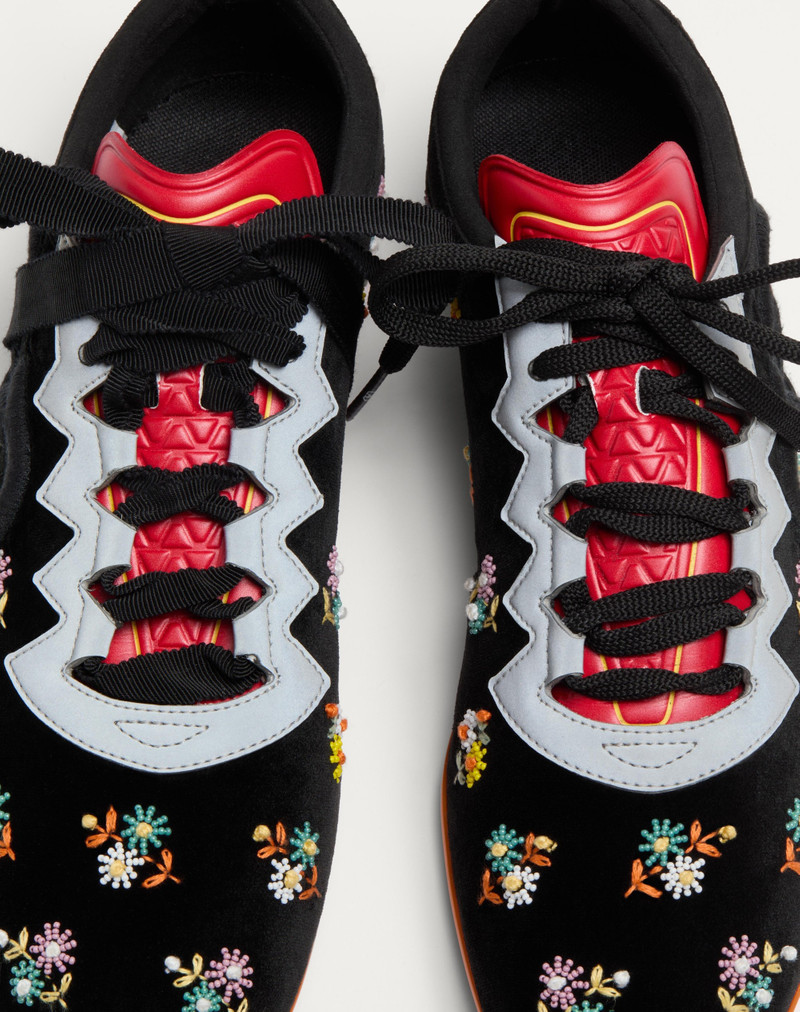 CHROMATHON VELVET SNEAKER WITH FLORAL EMBROIDERY 7