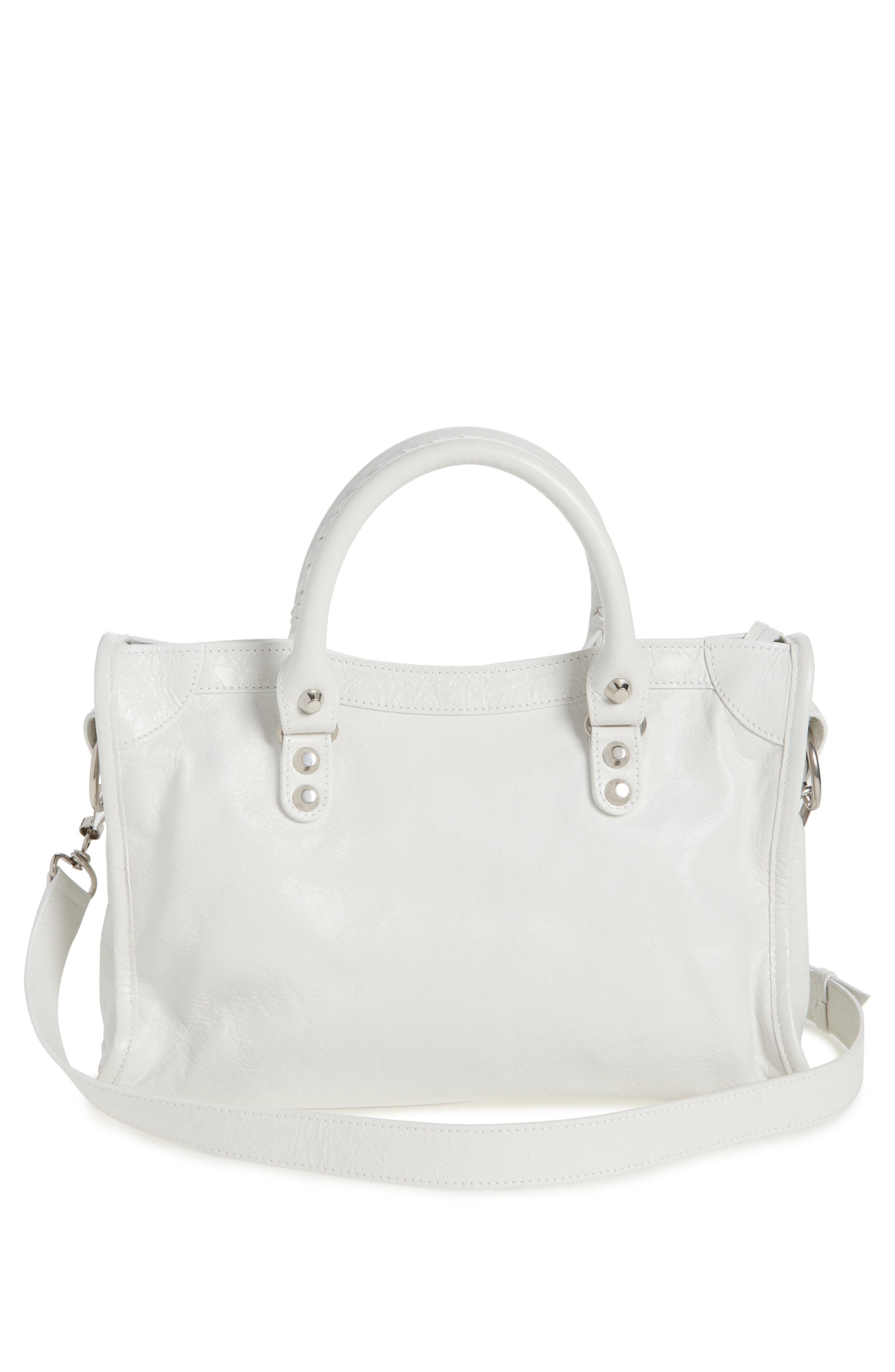 Balenciaga Small Le City Crinkle Leather Top Handle Bag in Optic White at Nordstrom - 4