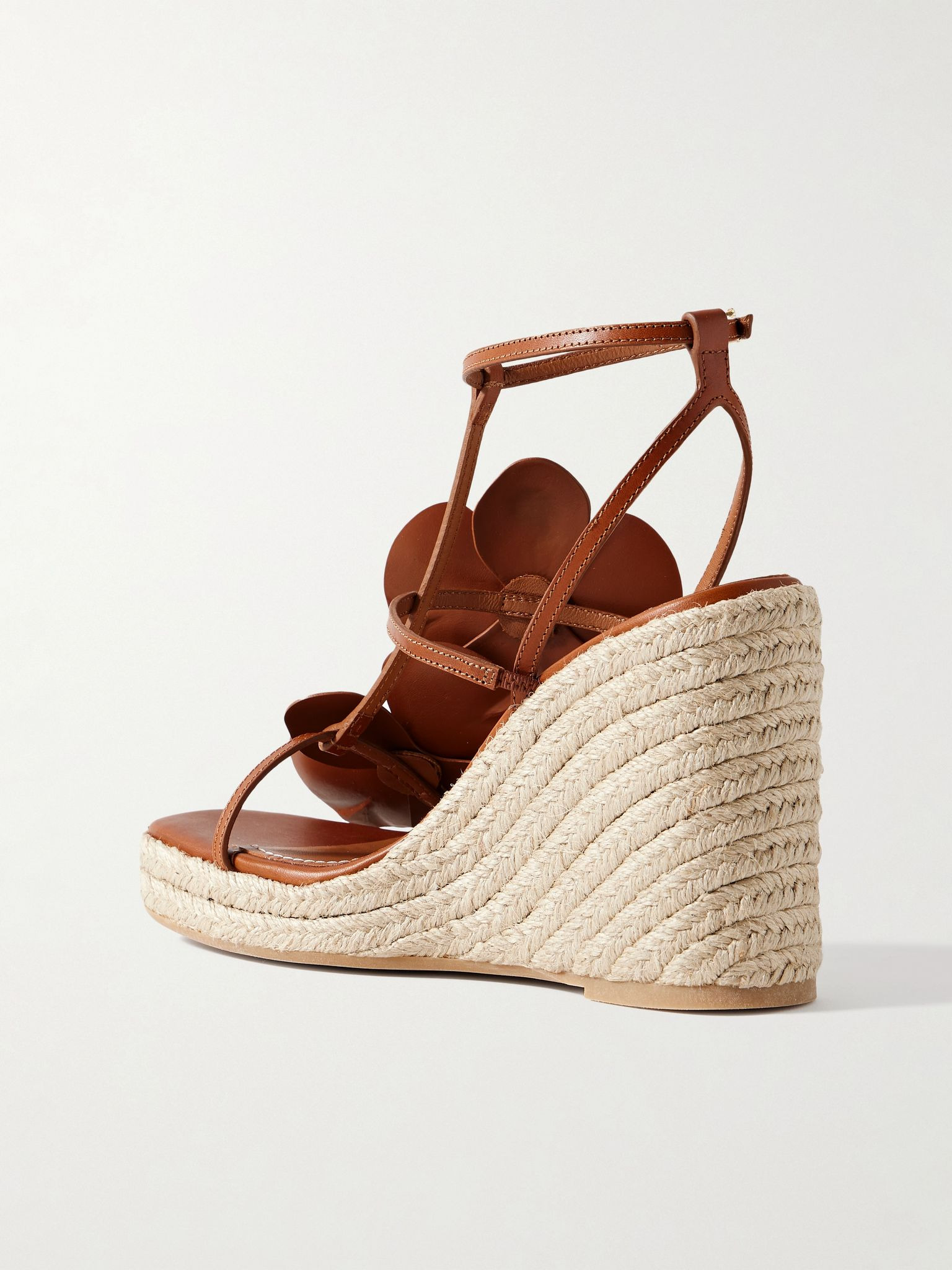 Orchid embellished leather espadrille wedge sandals Brown - 3