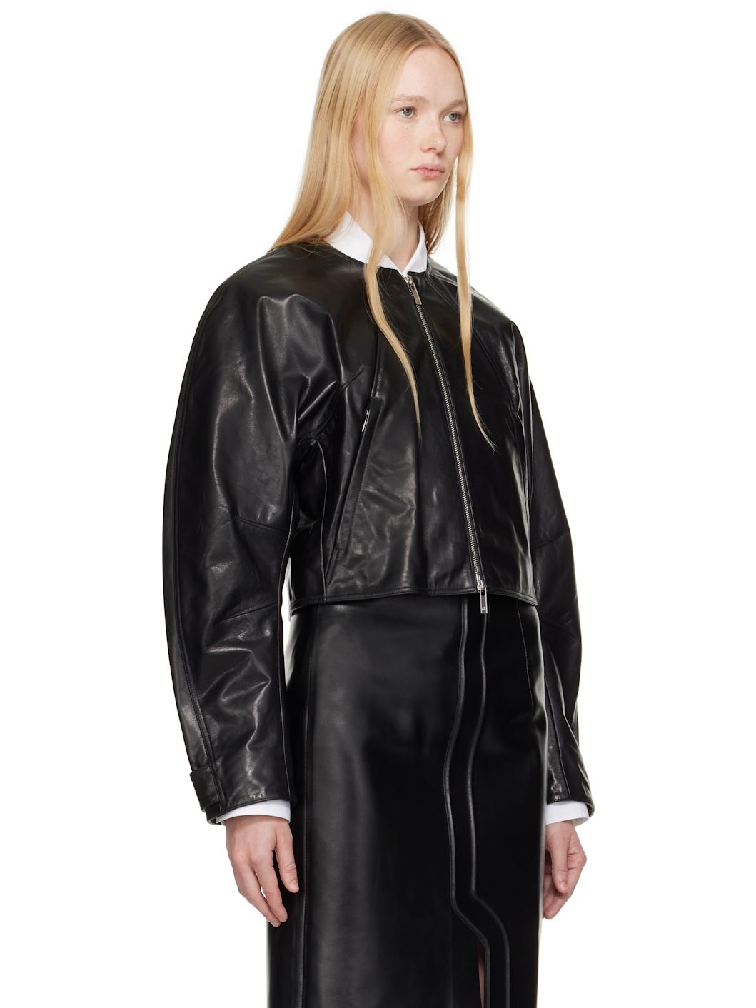 Black Articulated Leather Jacket - 2