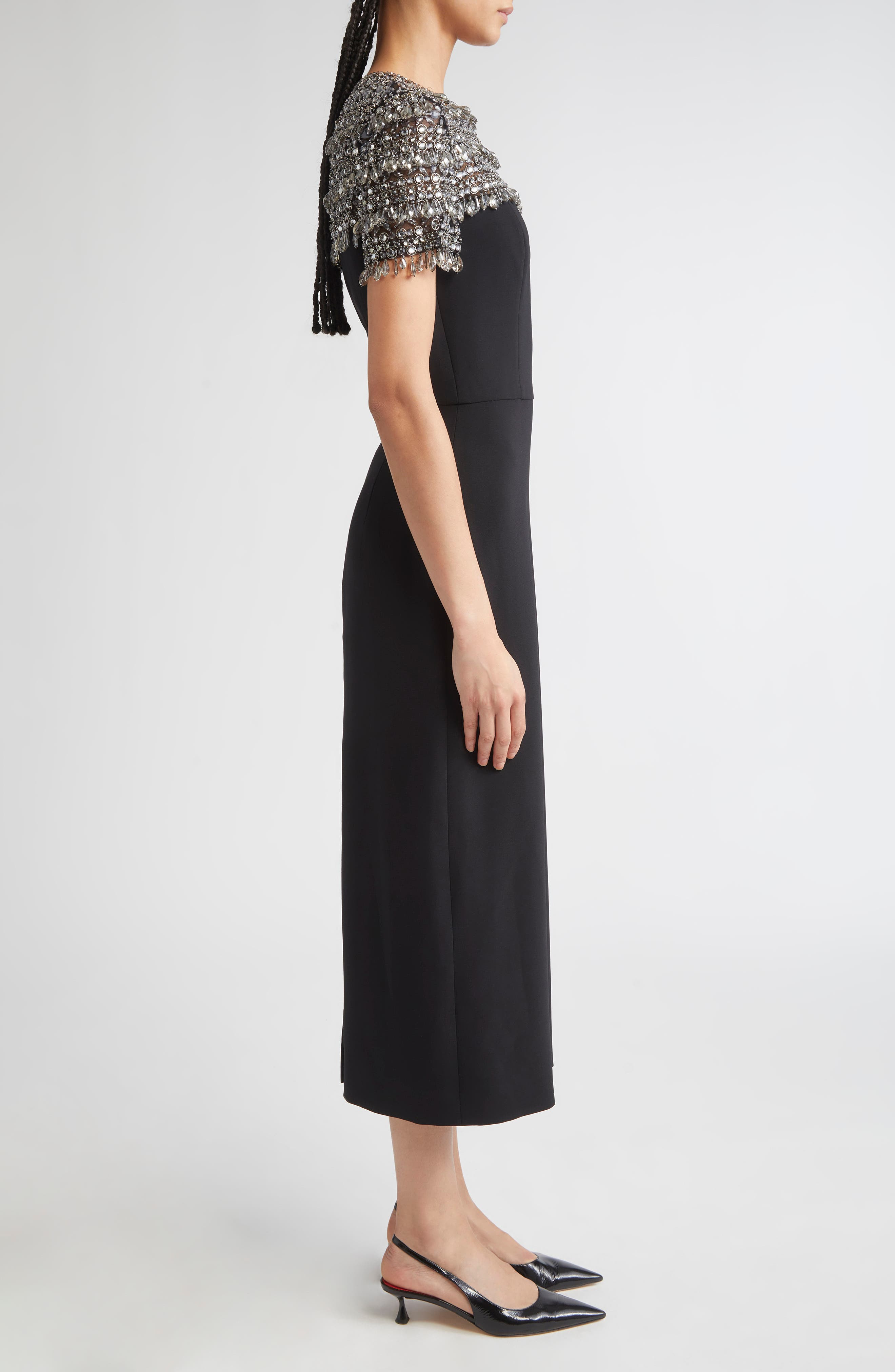 Carolina Herrera Crystal Embellished Cocktail Dress in Black Multi at Nordstrom - 3