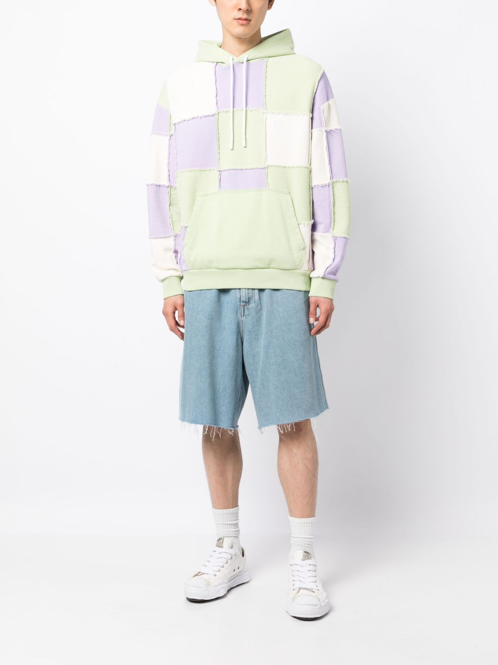 patchwork cotton hoodie - 2