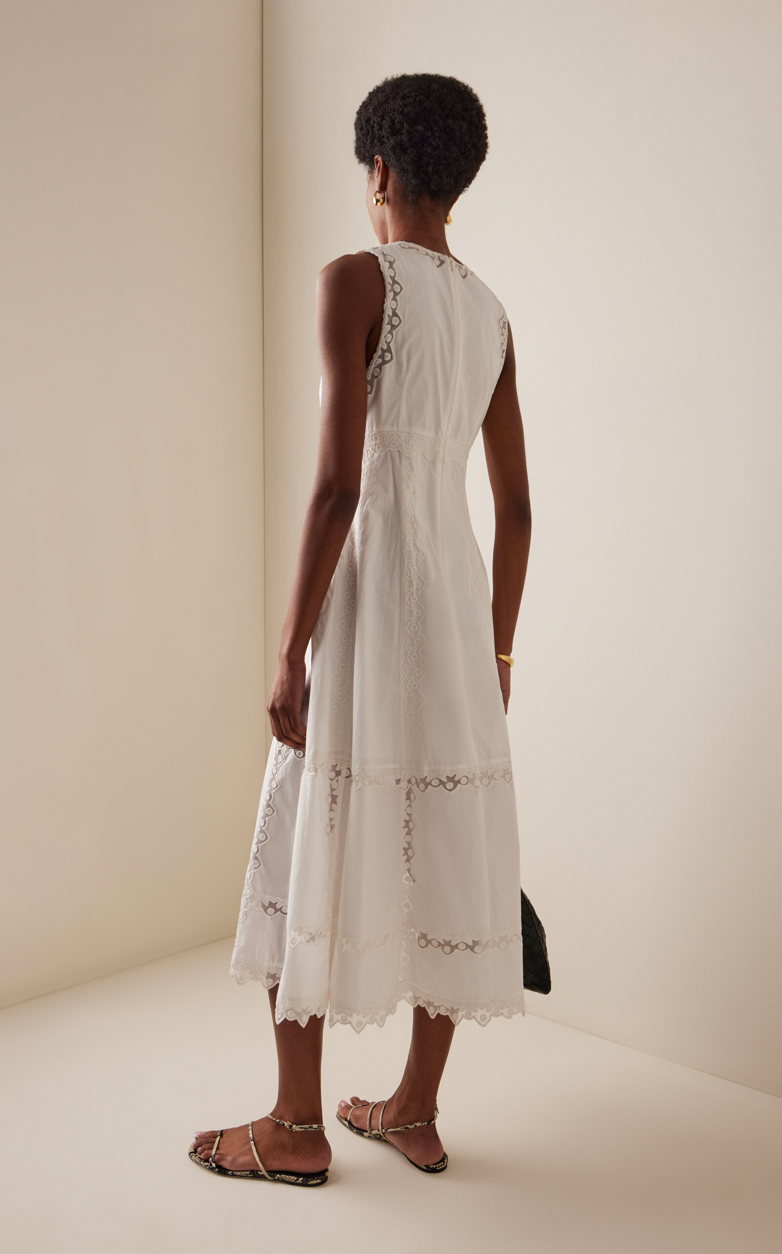 Anela Embroidered Cotton Midi Dress white - 4