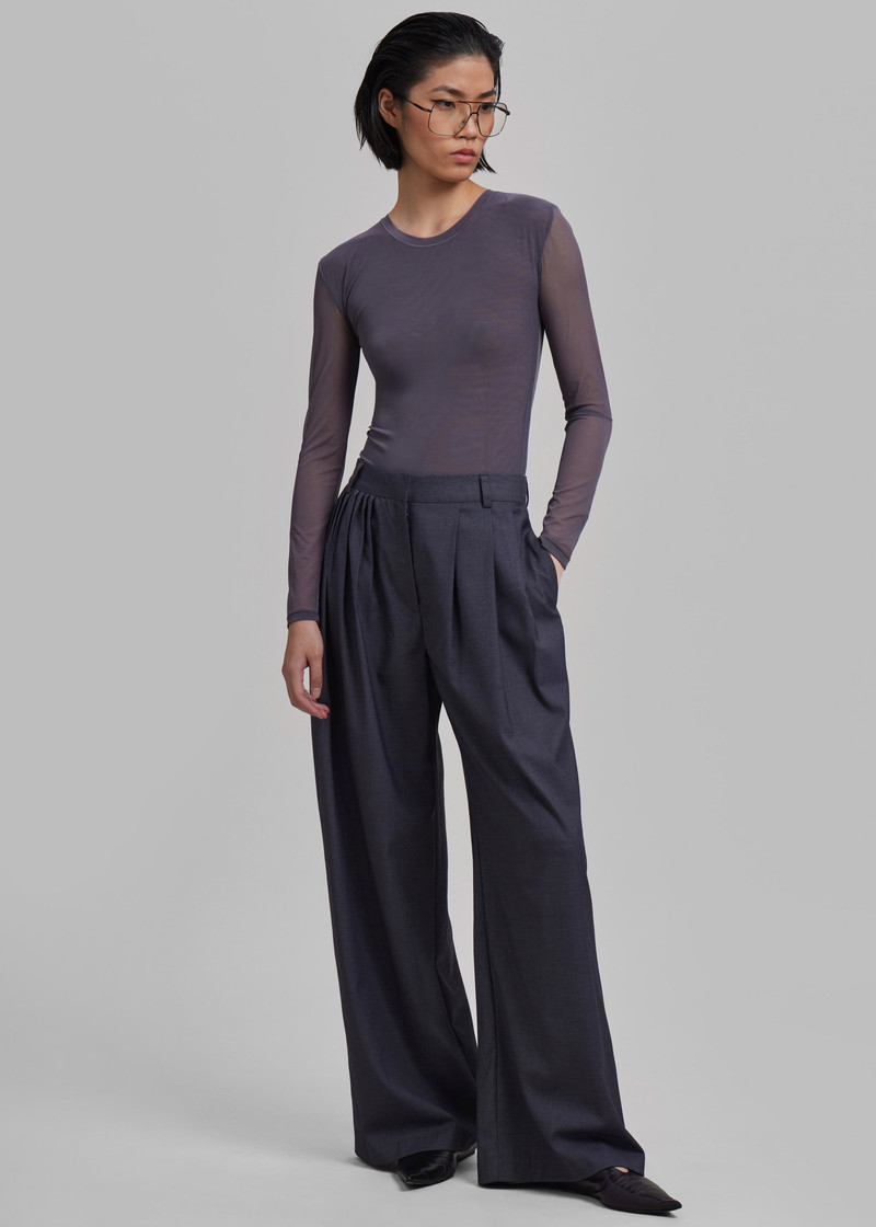 Nyla Pleated Pants - Charcoal 14