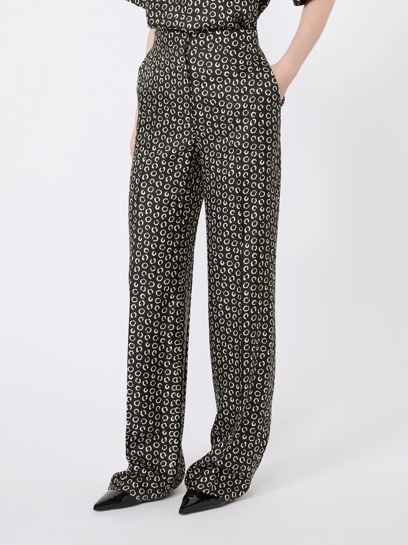 ROMANA Printed silk trousers - BLACK WHITE 3