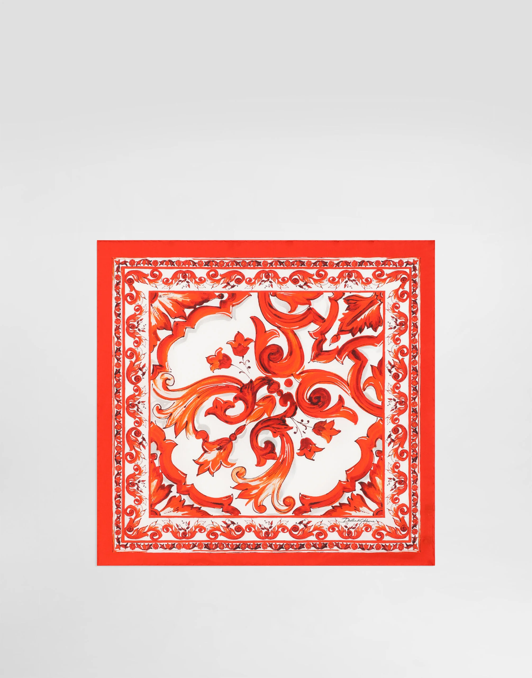 50x50 majolica-print silk twill scarf - 1