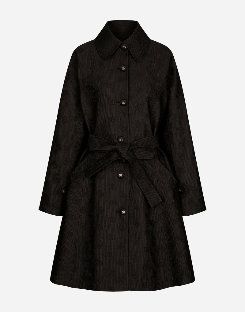Belted jacquard coat with DG logo 1