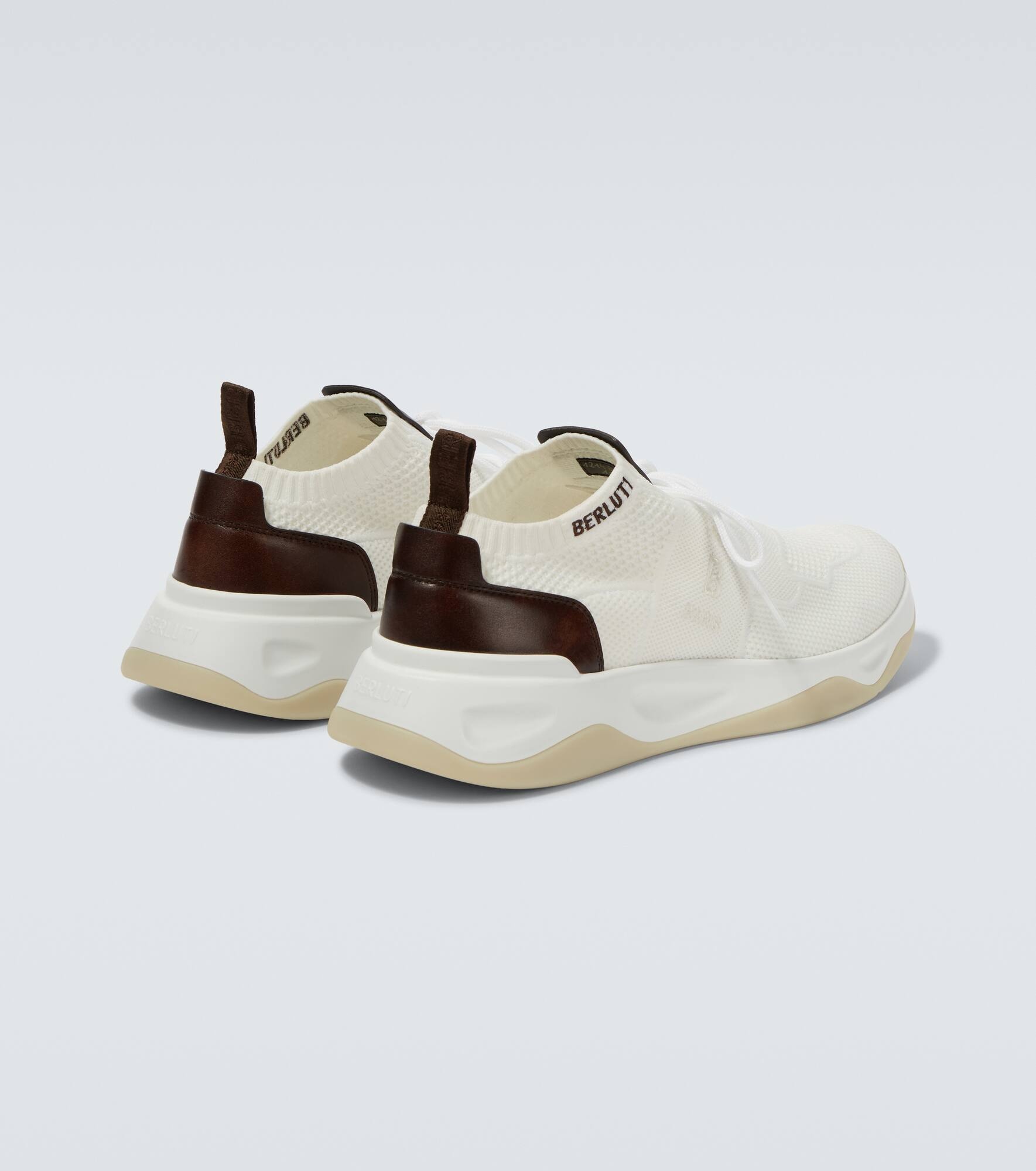 Shadow knitted leather-trimmed sneakers - 6