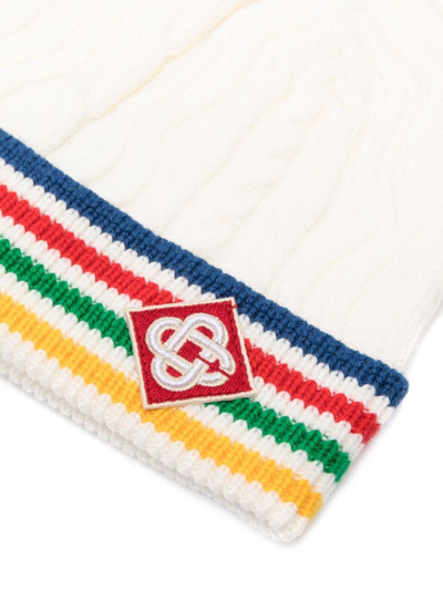 CASABLANCA striped cable-knit wool beanie outlook