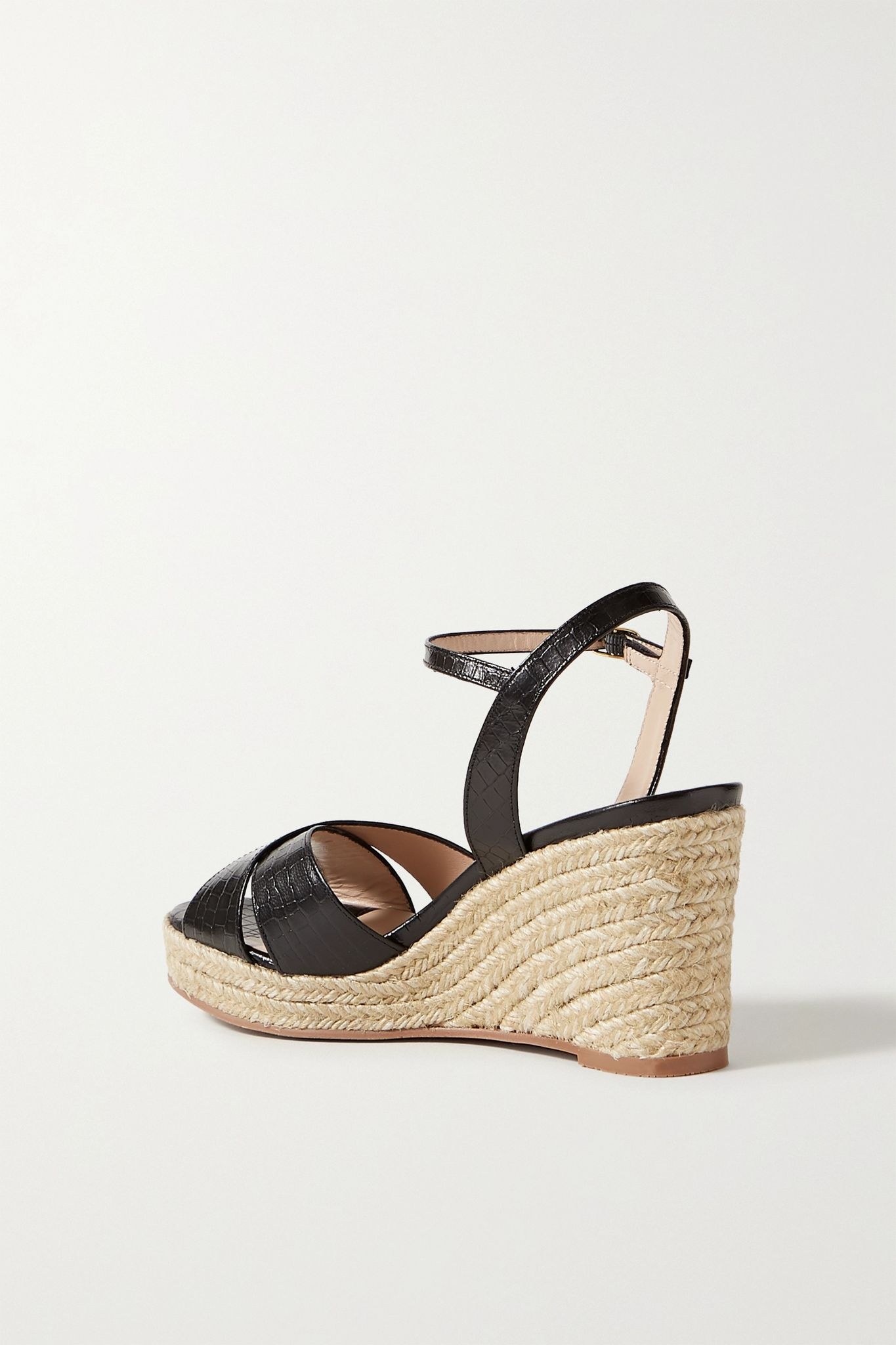 Rosemarie croc-effect leather espadrille wedge sandals - 4