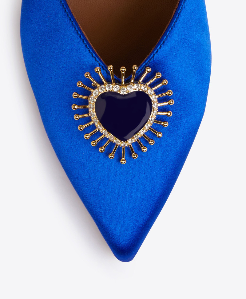 MALONE SOULIERS Marla 45 Blue Satin Mules outlook