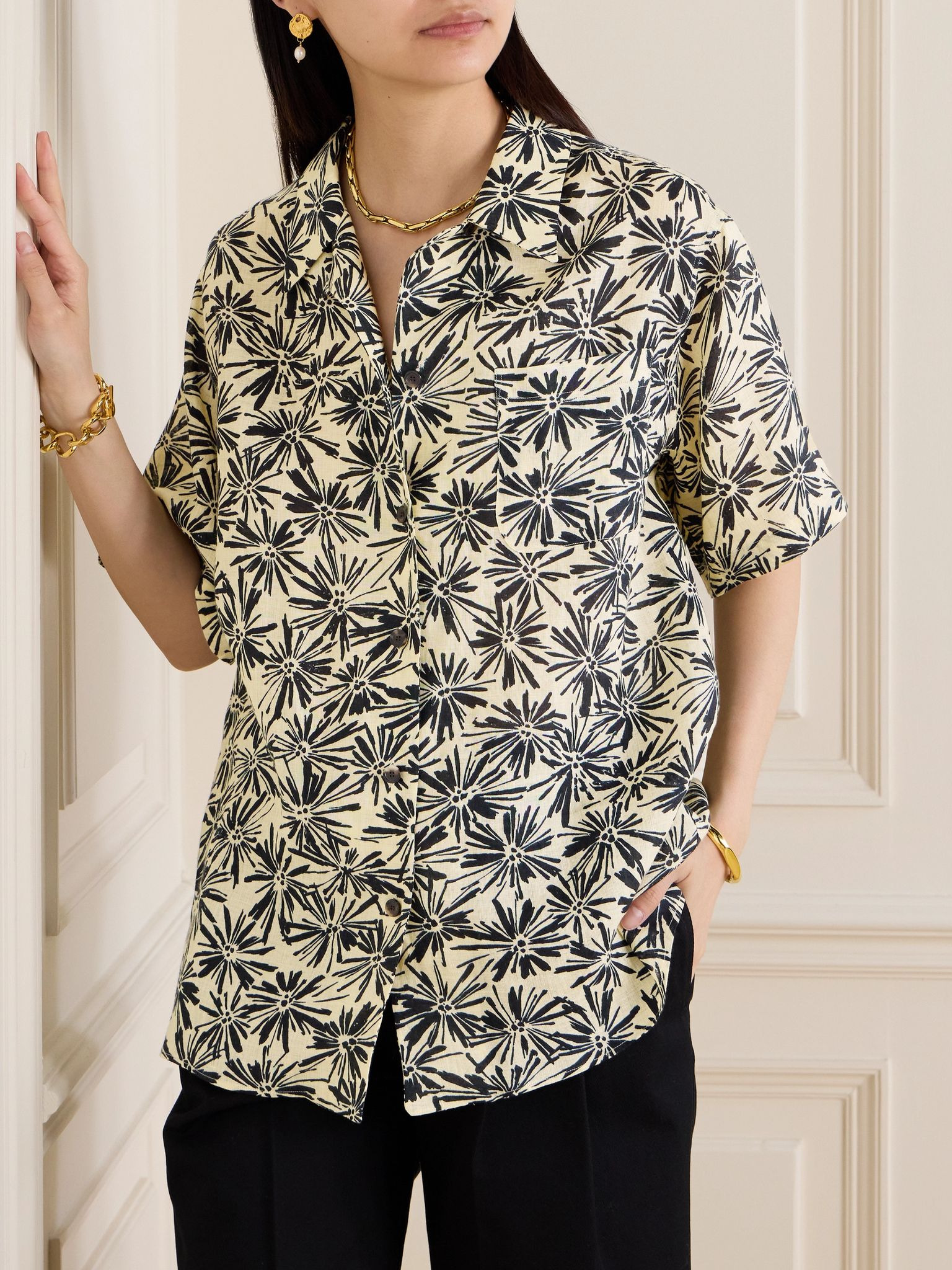 Floral-print linen shirt Multi - 3