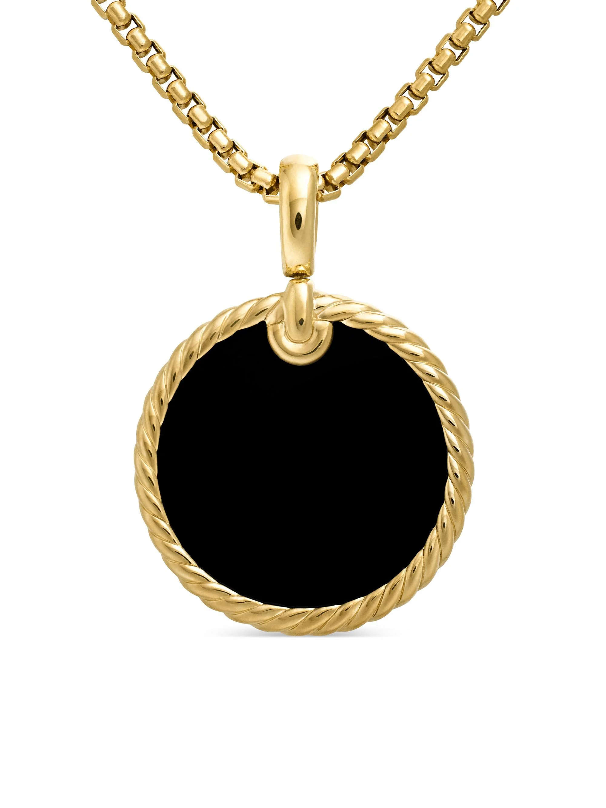 Women's DY Elements Disc Pendant in 18K Yellow Gold - Black Onyx - 1