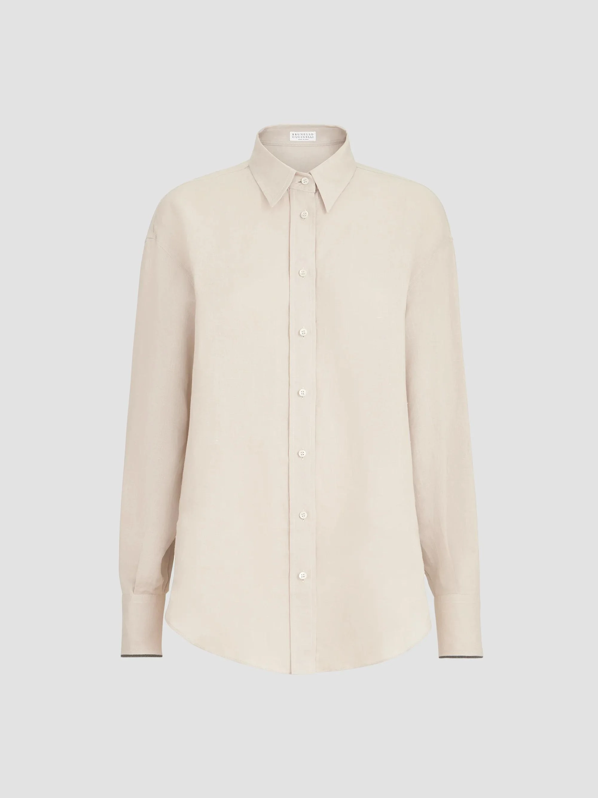 Women's Linen Shirt with Monili - Beige - 1