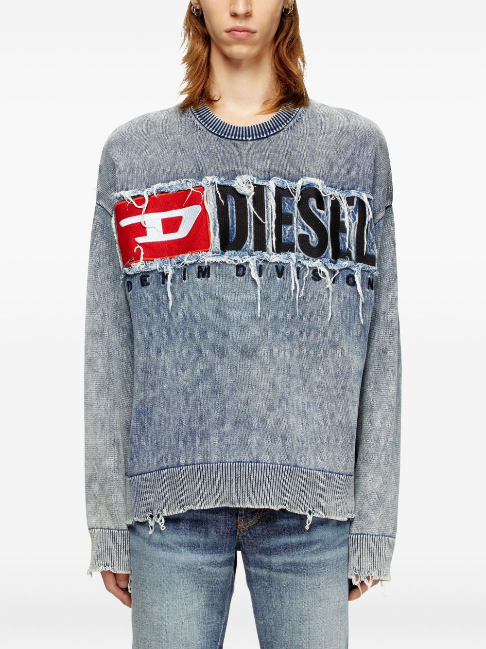 frayed logo-patch jumper - 3