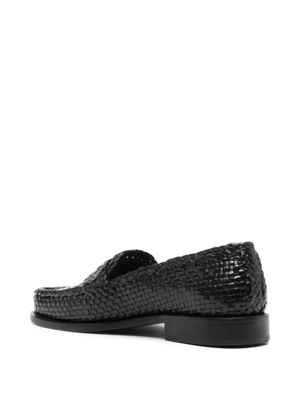 interwoven-design leather loafers - 3