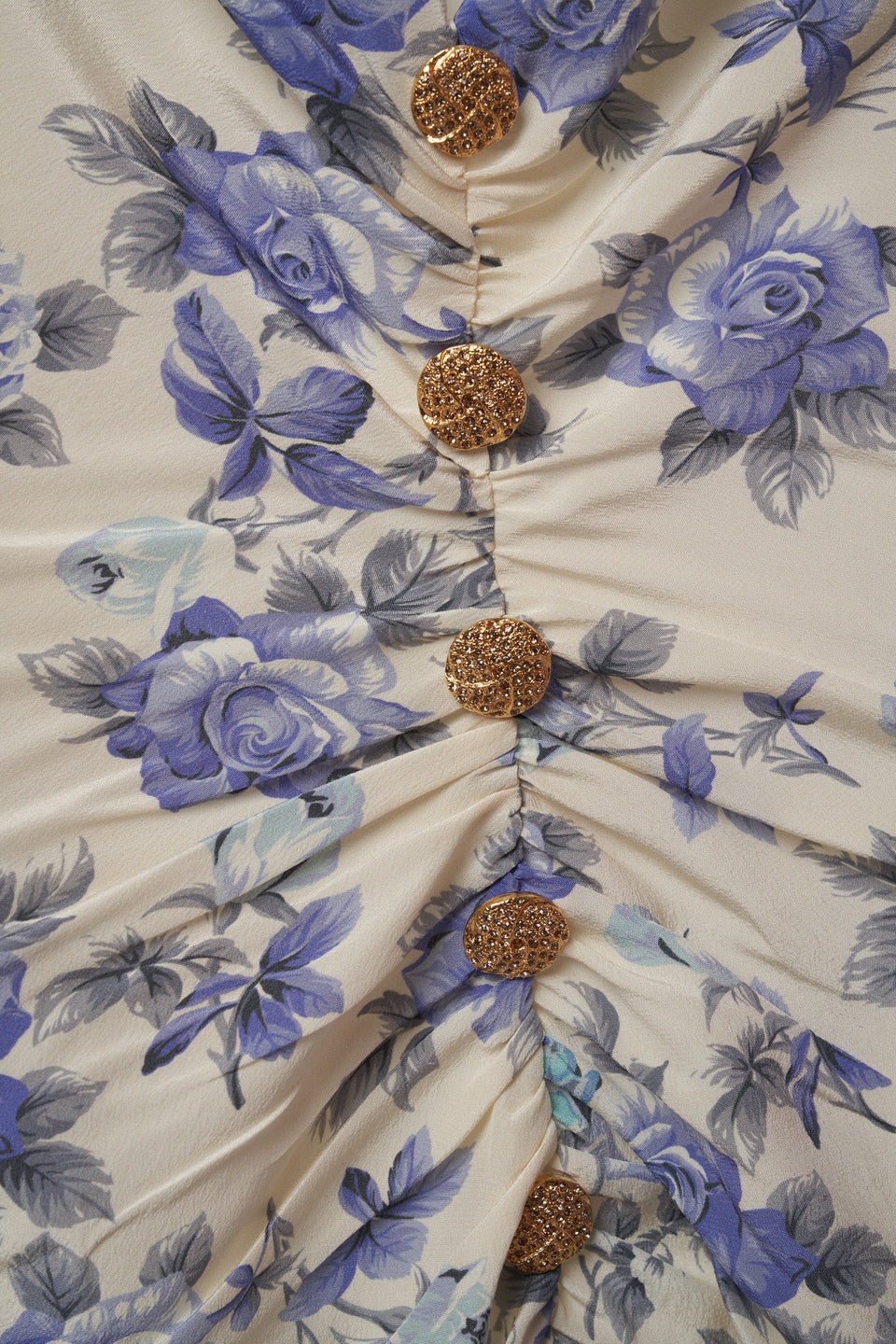 ROSE PRINT SILK DRAPED DRESS WITH JWL BUTTONS - 3