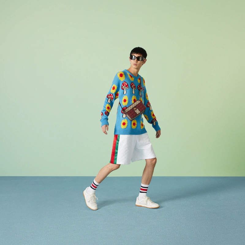 GUCCI GG cotton terry cloth shorts with Web detail outlook