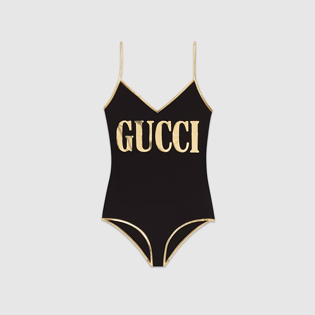 Stretch fabric swimsuit with Gucci print - 1