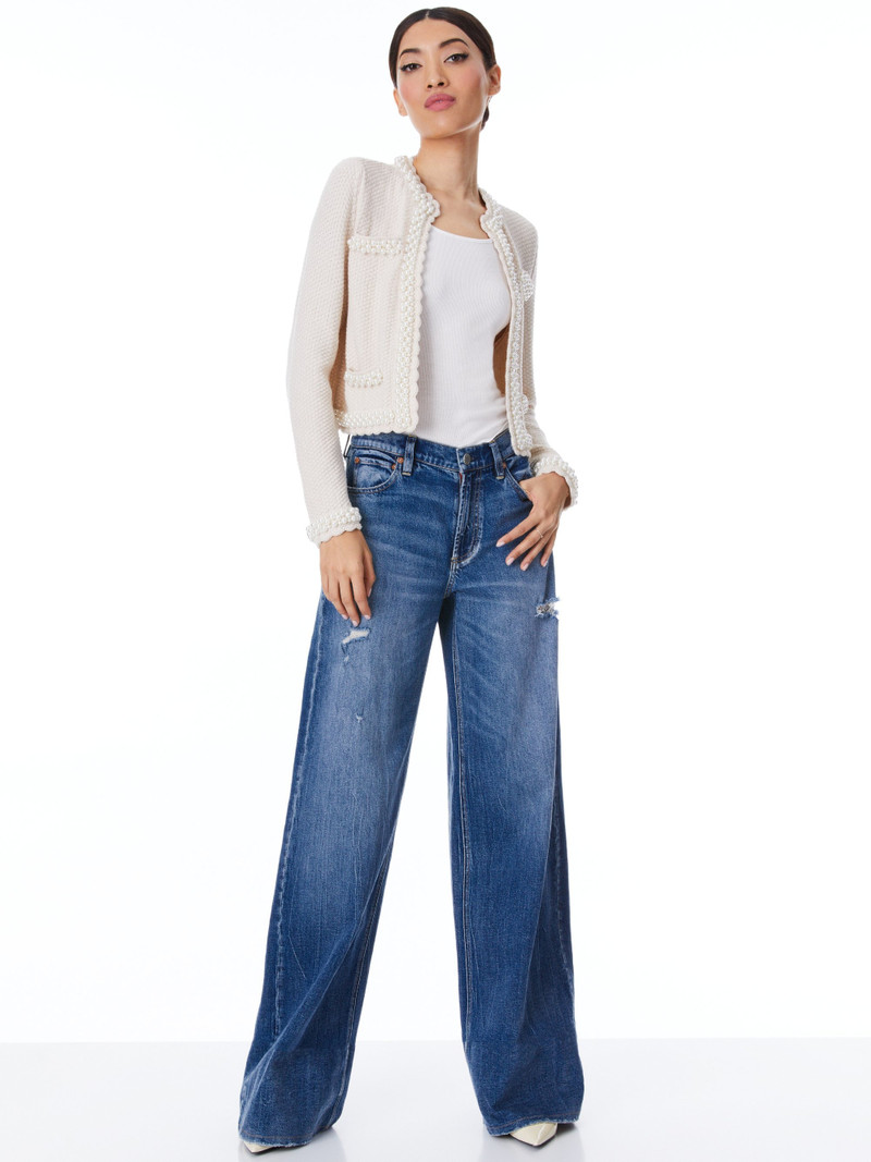 Alice + Olivia NOELLA KNIT JACKET WITH PEARLS outlook