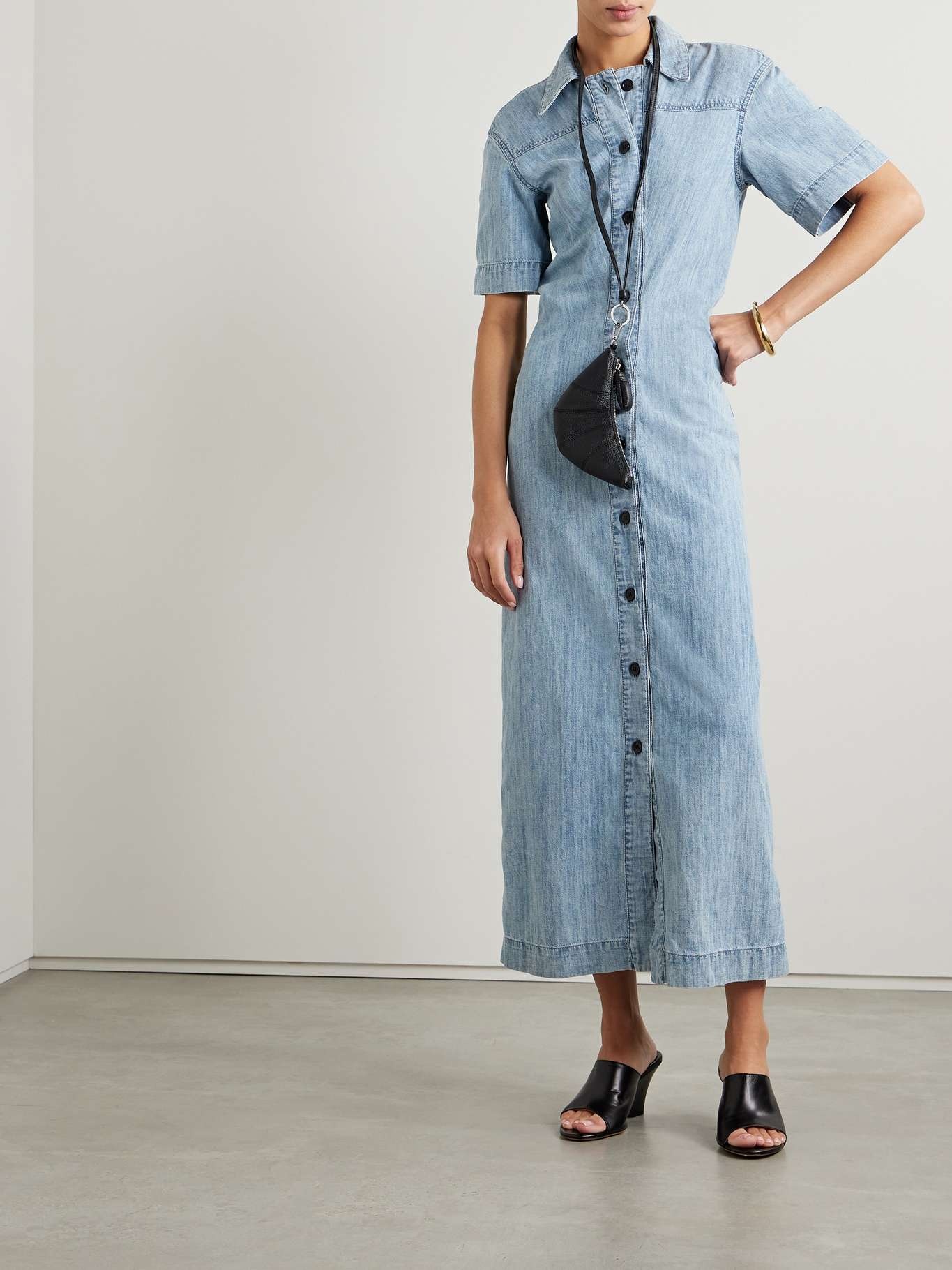 + NET SUSTAIN organic cotton-chambray midi dress - 3