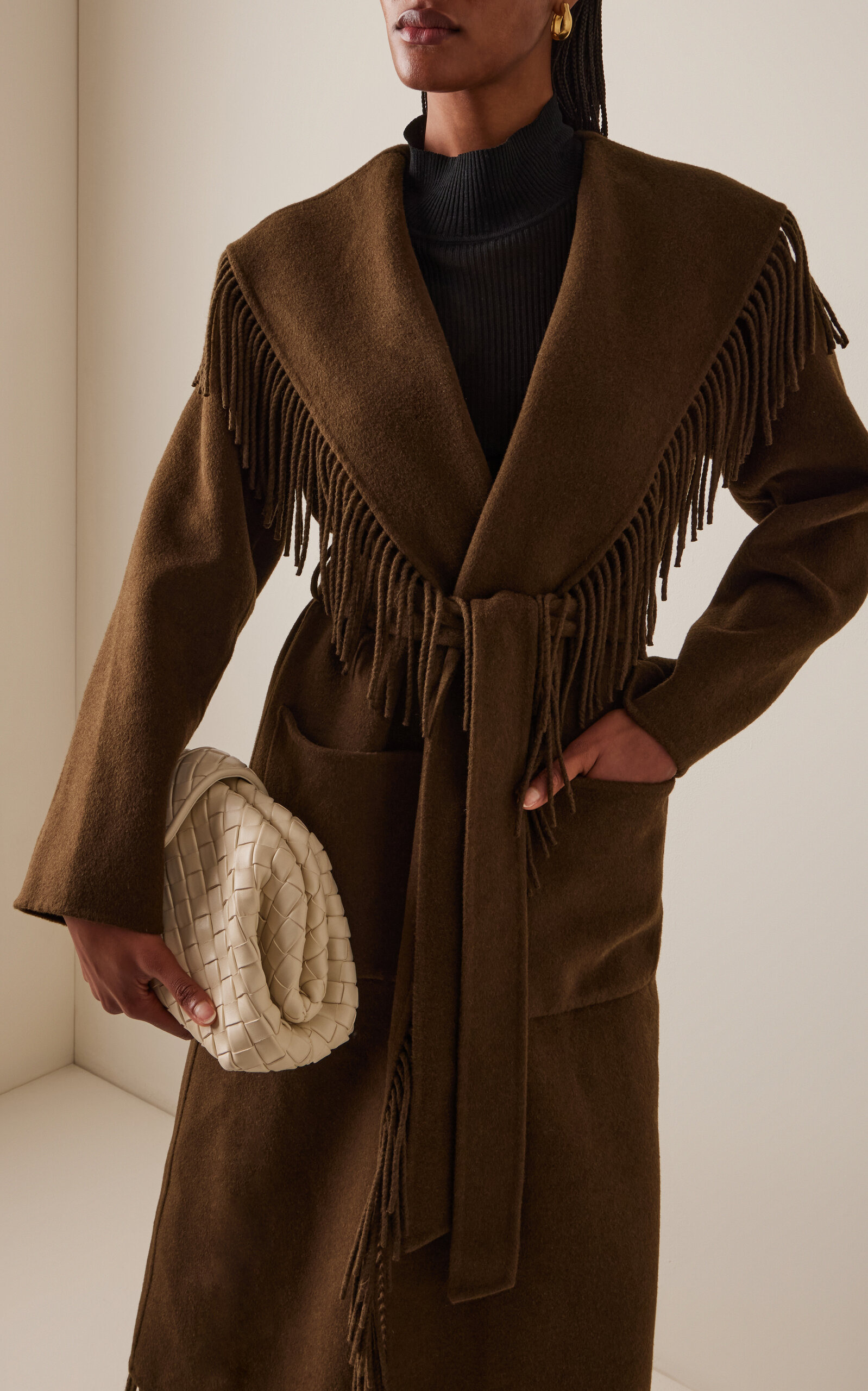 Carrie Fringe Robe Coat brown - 3