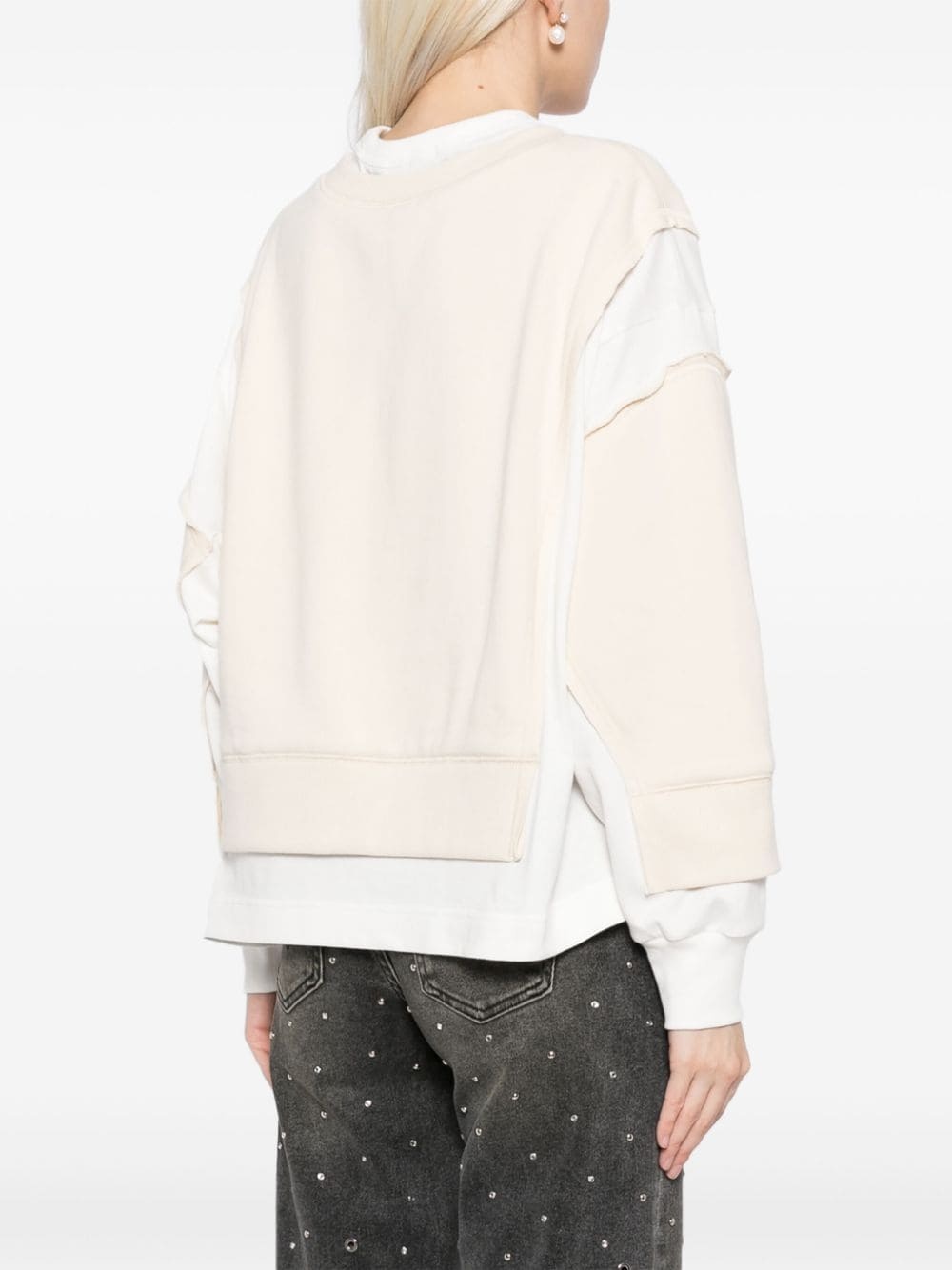contrast-panel cotton sweatshirt - 4