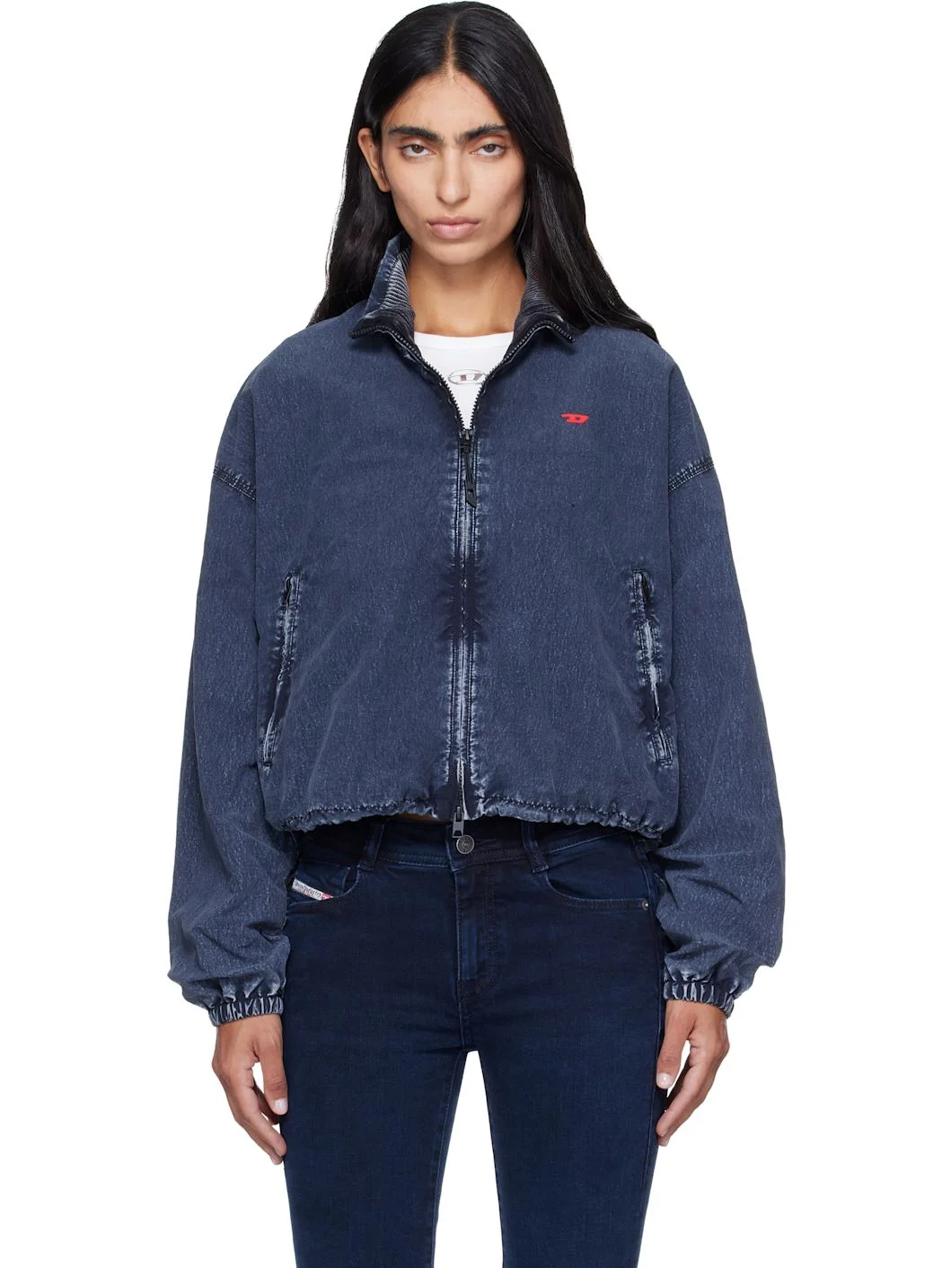 Black Faded Bomber Jacket - 1