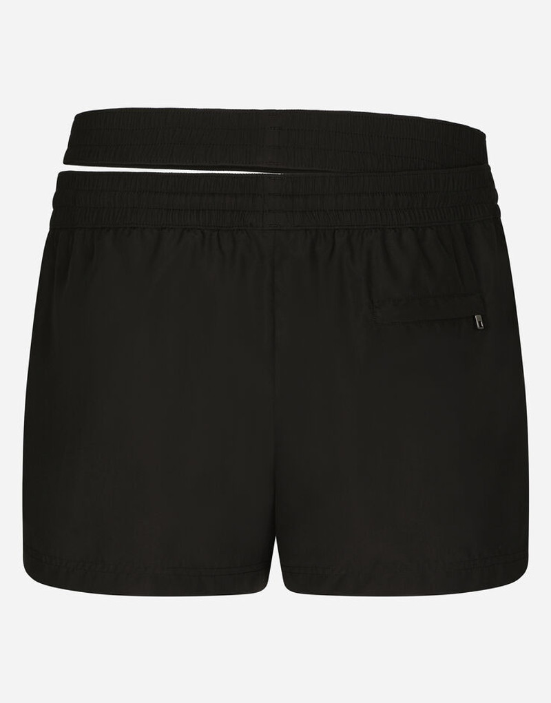 Dolce & Gabbana Short swim trunks with double waistband and branded tag outlook