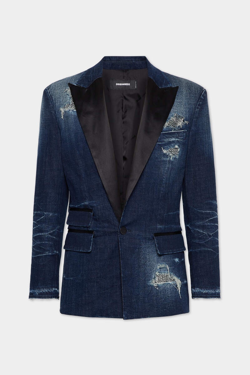 DSQUARED2 DARK RIPPED WASH J.C. DENIM BLAZER | REVERSIBLE