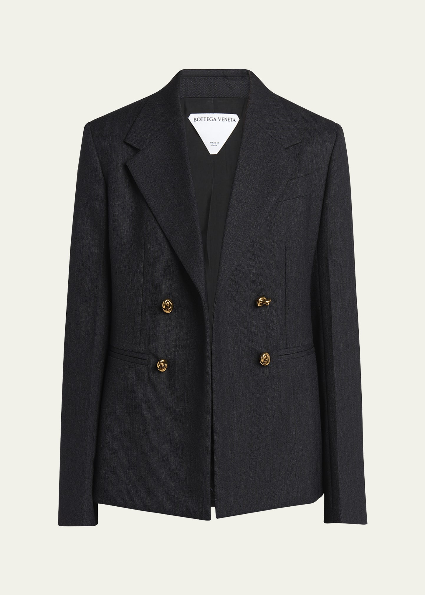 Subtle Stripe Knot Button Wool Jacket - 1