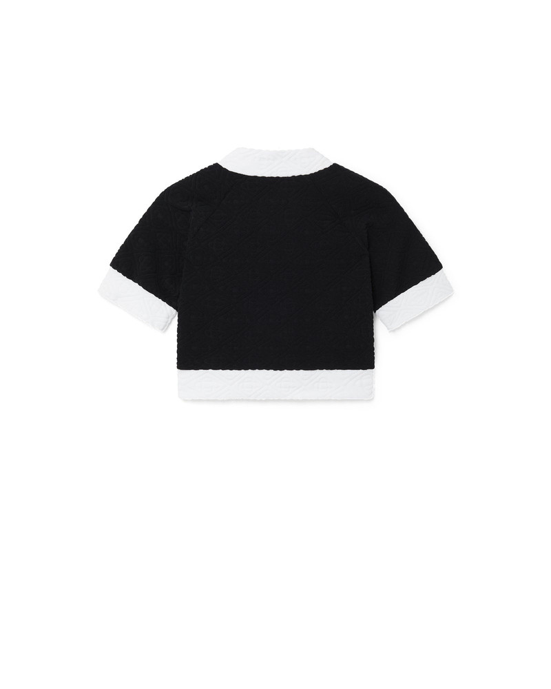 CASABLANCA Monogram Textured Cropped T-Shirt outlook