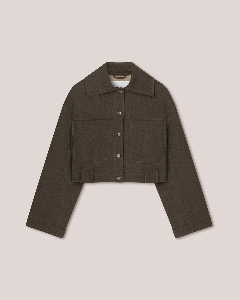 BAMBARI - Slim boxxy denim jacket - Khaki 1