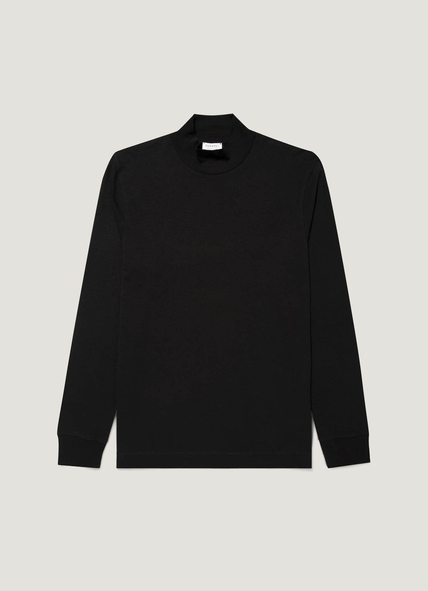 Long Sleeve Brushed Cotton Mock Neck T‑shirt - 1