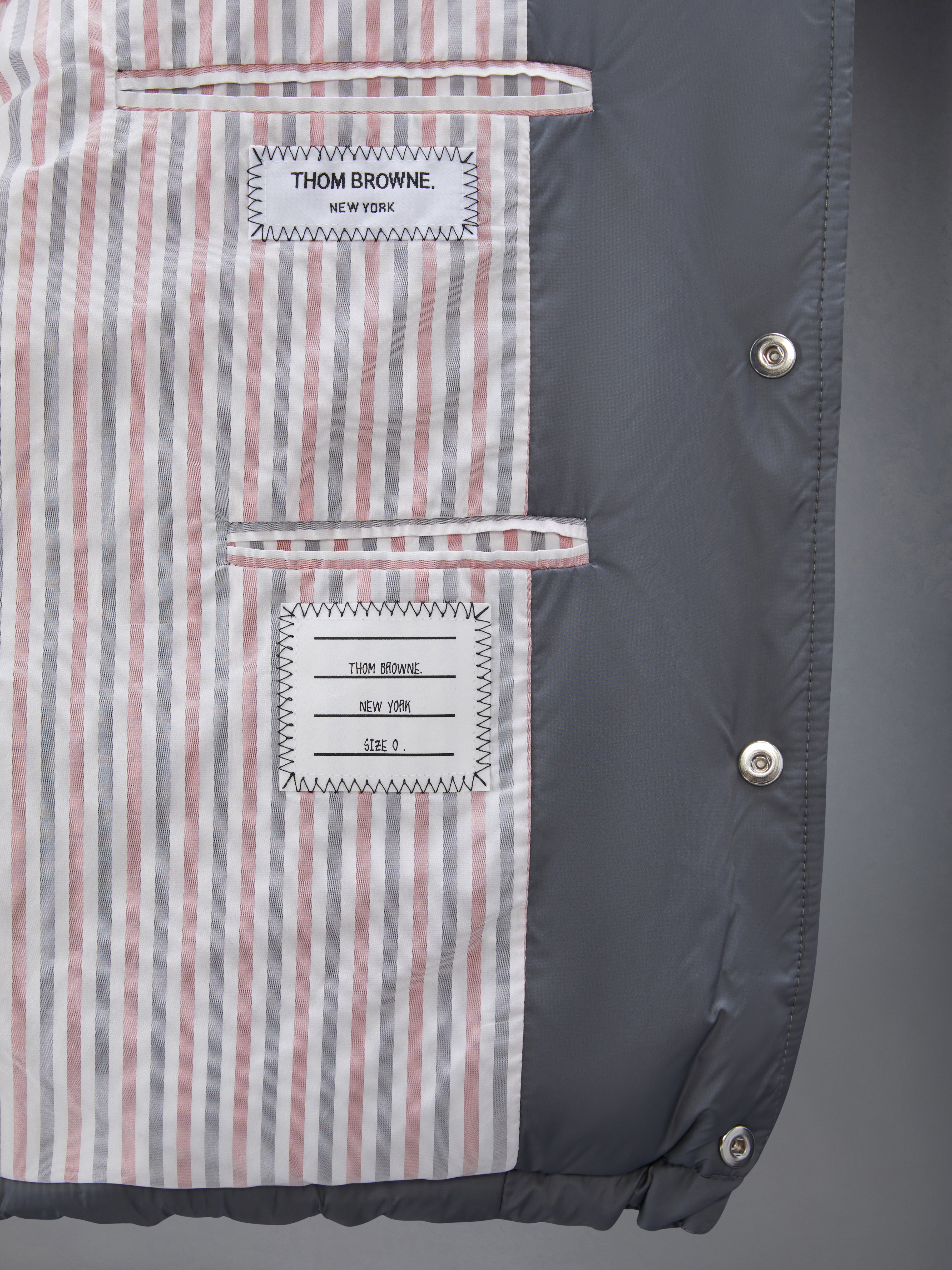 Medium Grey Matte Nylon 4-Bar Down Bomber Jacket - 8