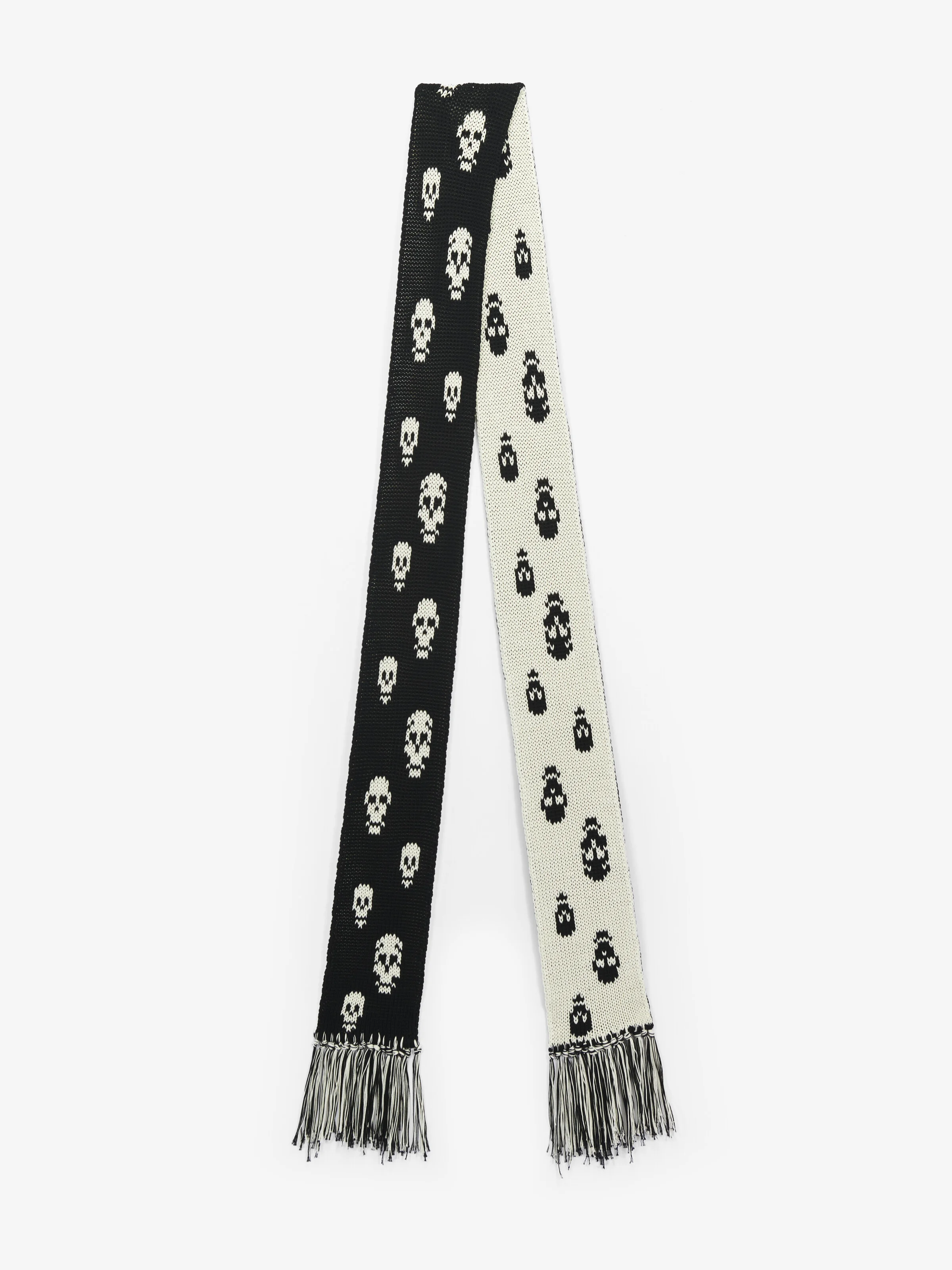Women's Skull Knit Scarf in Black/Ivory - 1