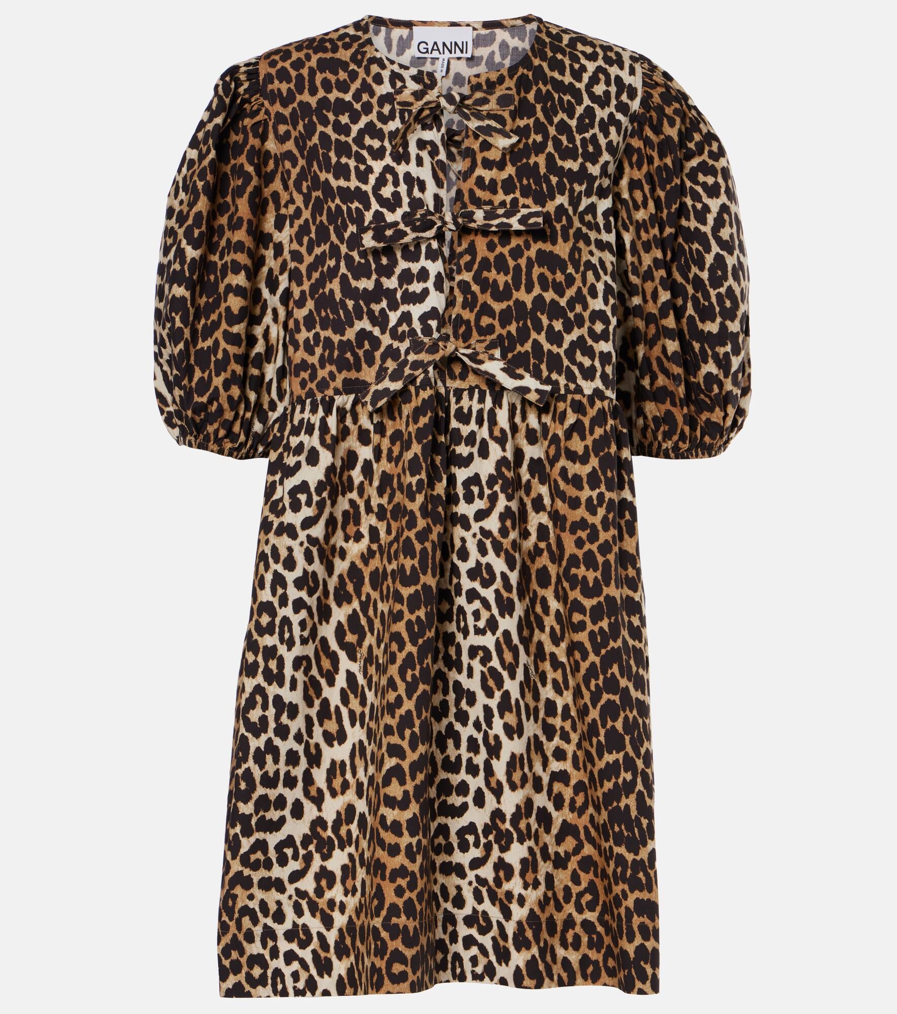 Leopard-print cotton minidress - 1