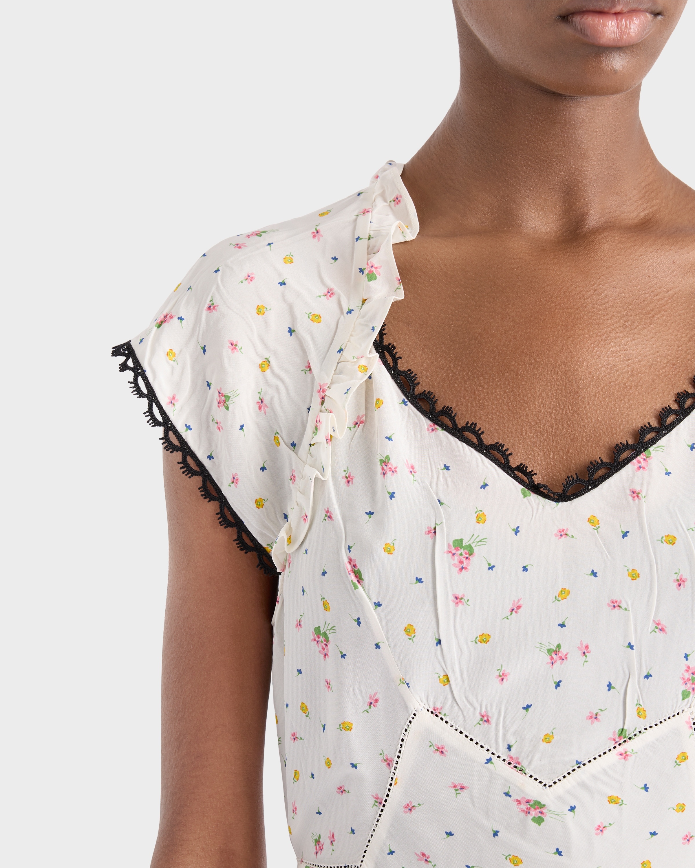 Floral print pongé dress - 3