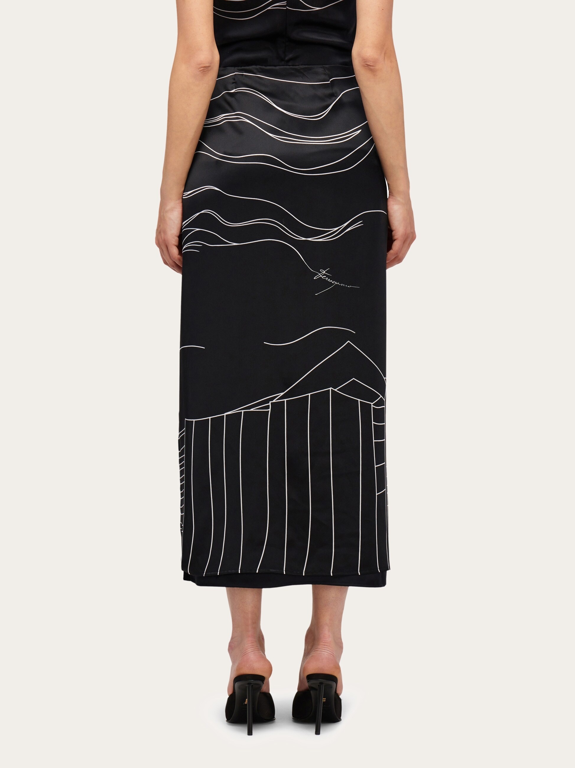 Printed silk longline skirt - 4