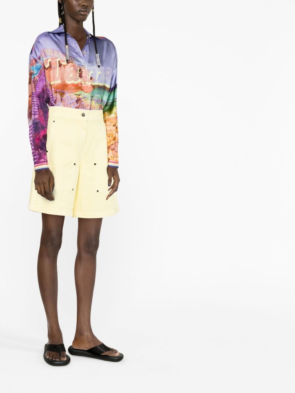 embroidered palm tree shorts - 4