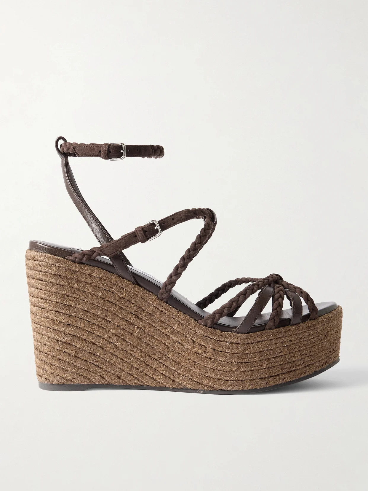 Nyra 110 Braided Suede And Leather Espadrille Wedge Sandals - 1