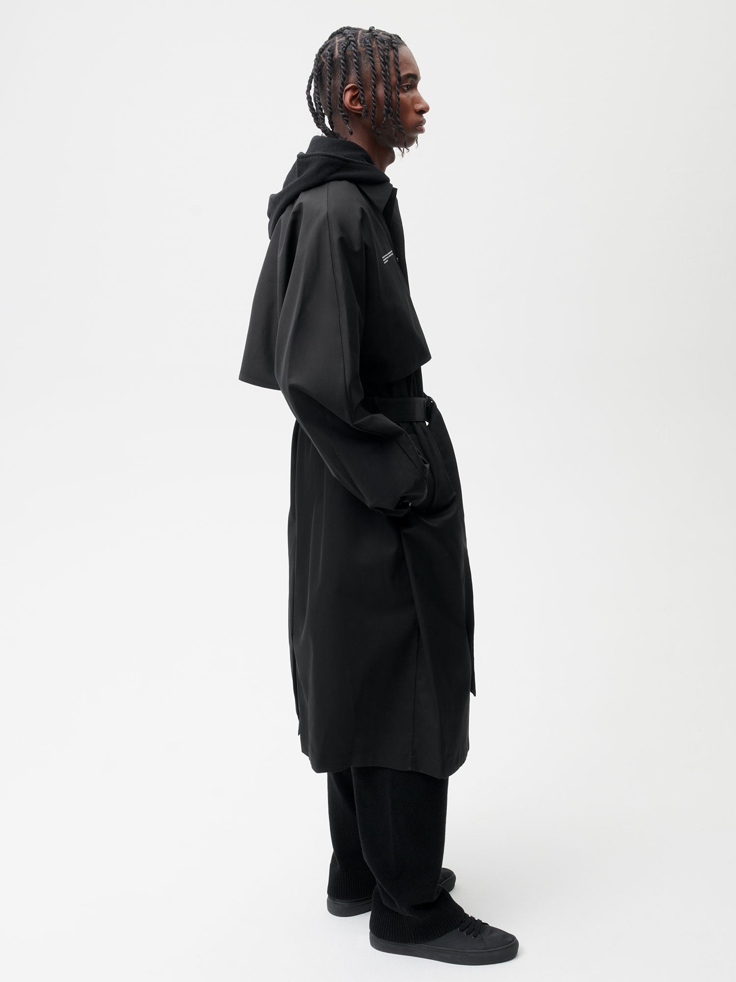 Mens Archive Organic Cotton Trench Coat - Black - 4