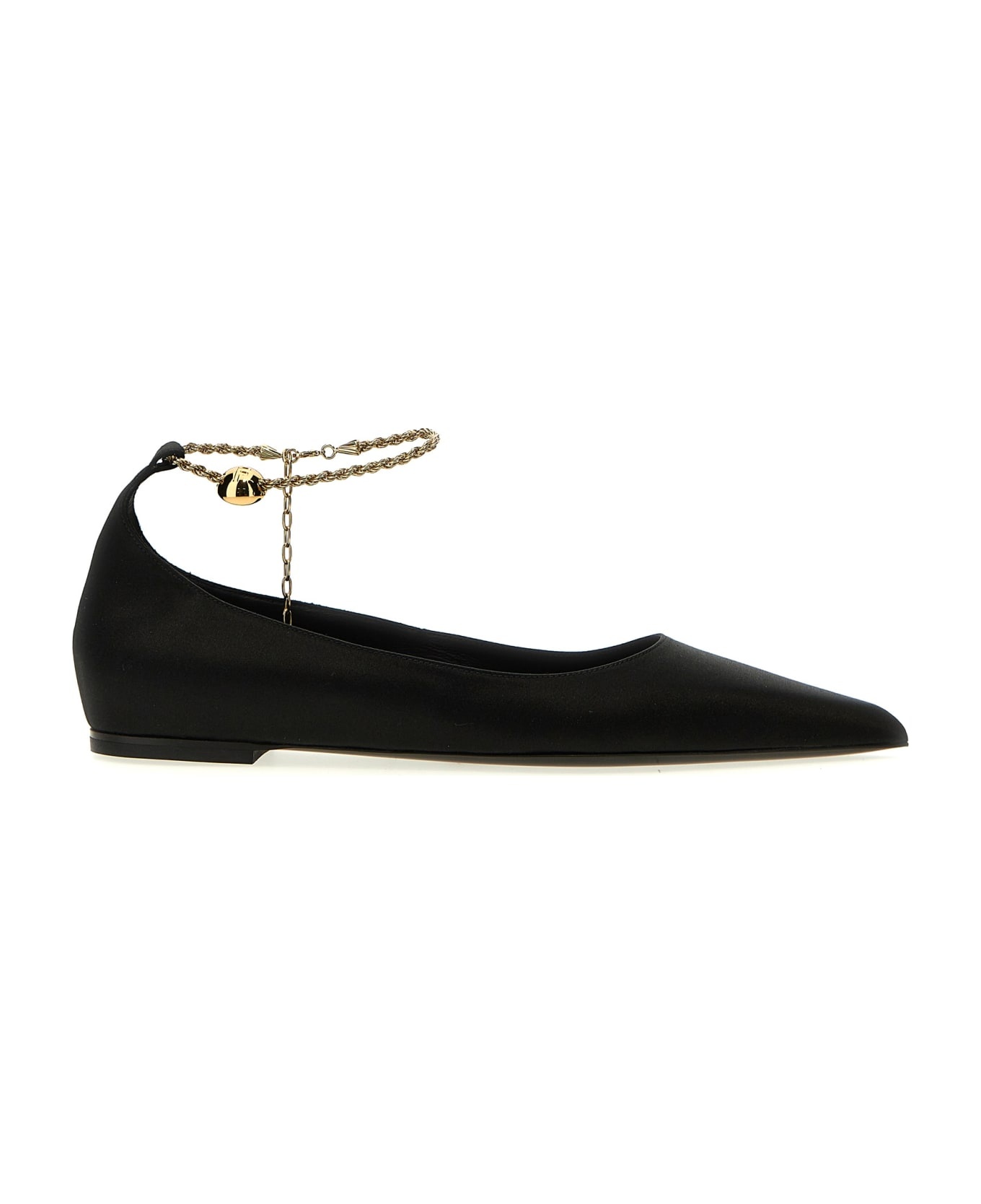フラットシューズ Ferragamo 'Dada' Ballet Flats FERRAGAMO Dada T chain-embellished satin point-toe flats