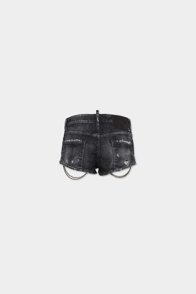 CHAIN BLACK DENIM HOT PANT - 2